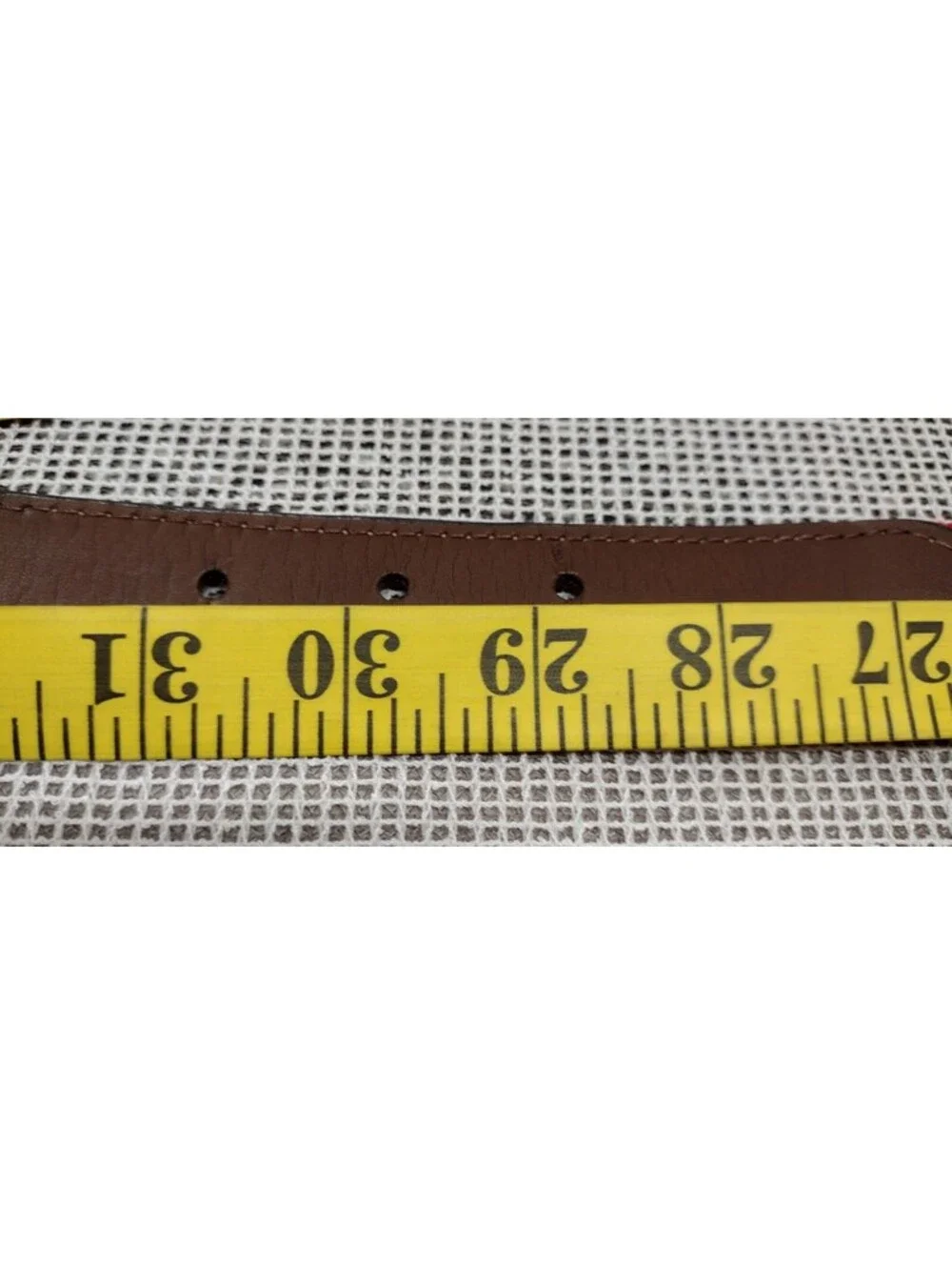 Men's Small Red Belt Brown Pleather Red Webbed Canvas AMERICAN APPAREL BACK THAN
